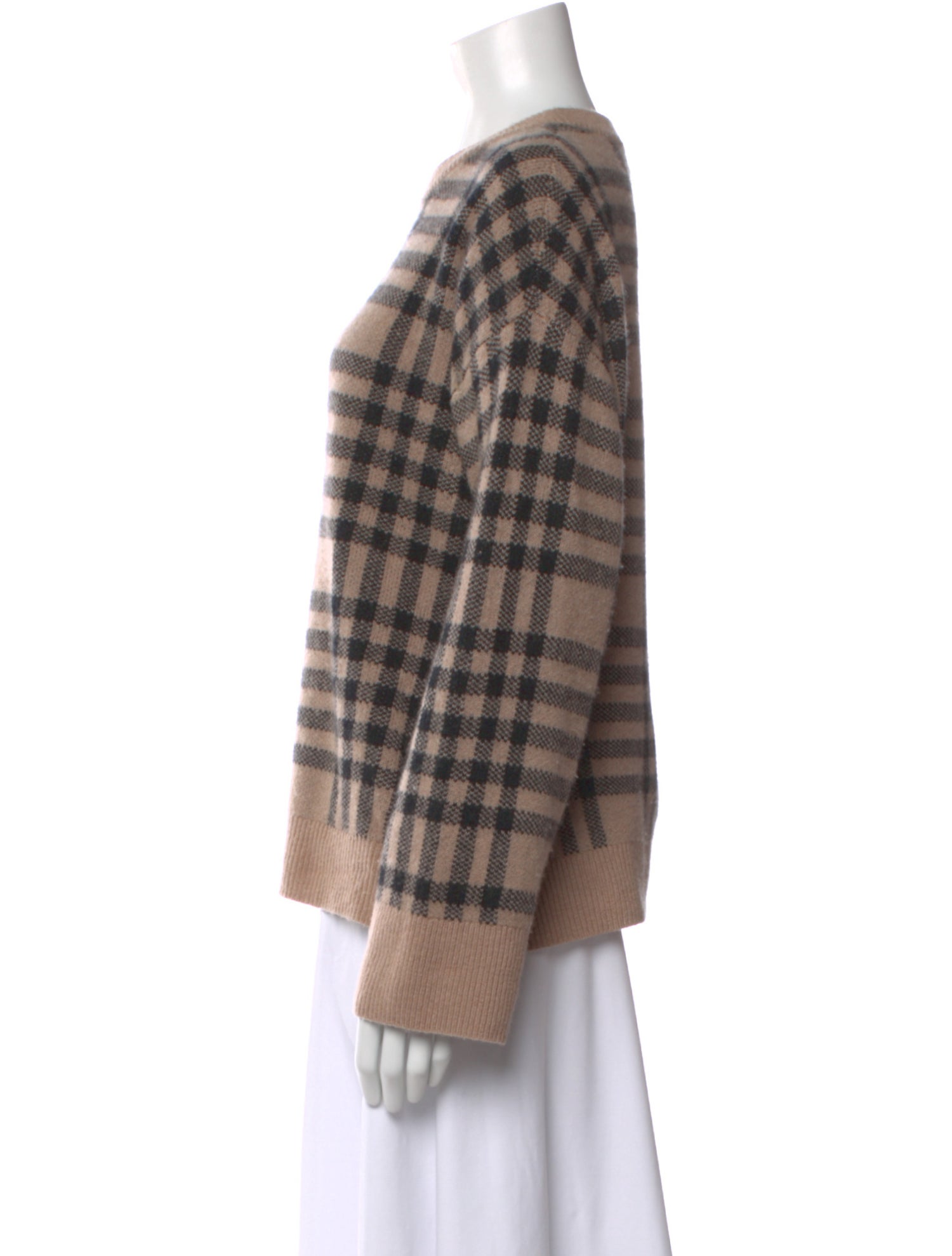White + Warren Cashmere Plaid Print Sweater