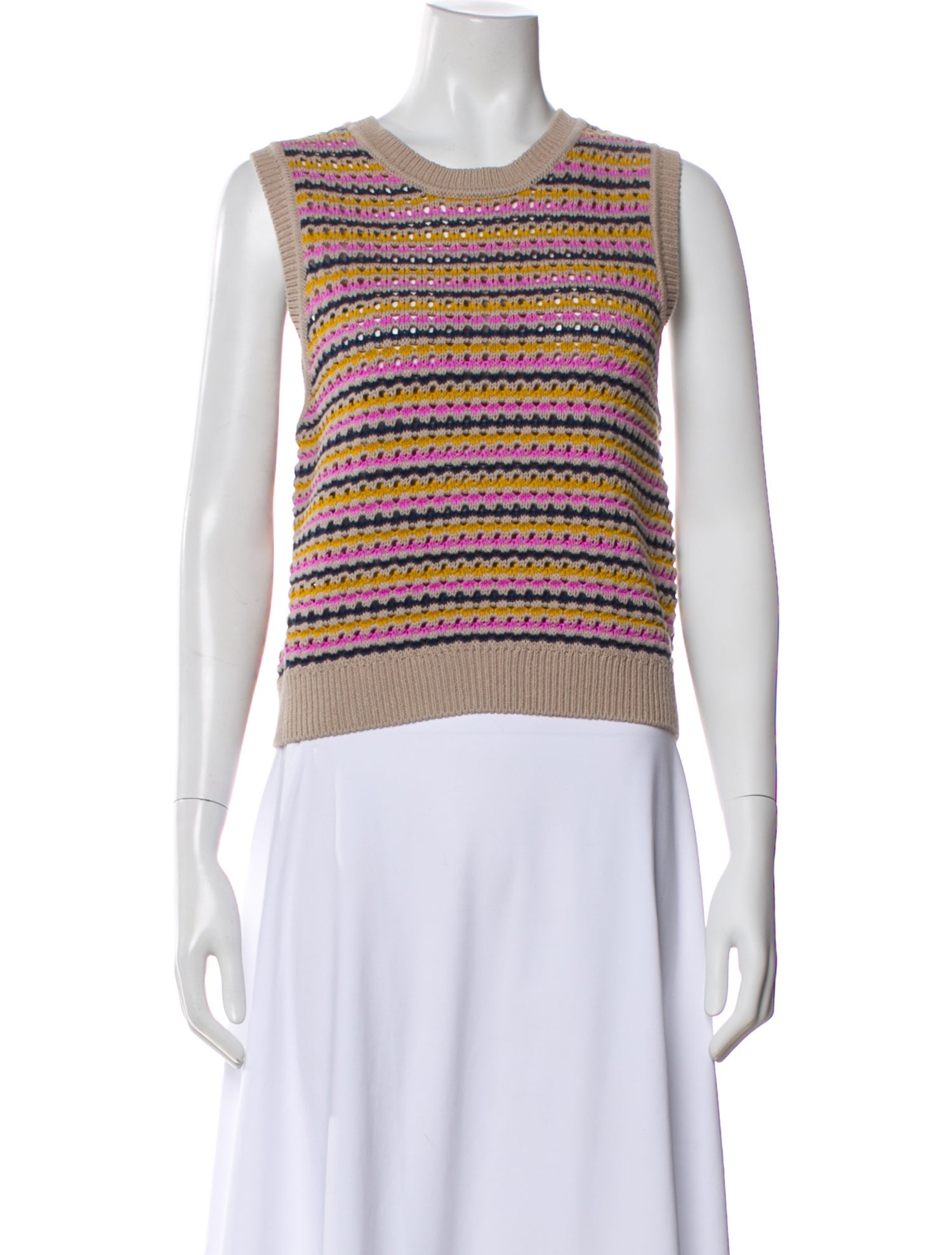 White + Warren Striped Crew Neck Sweater w/ Tags