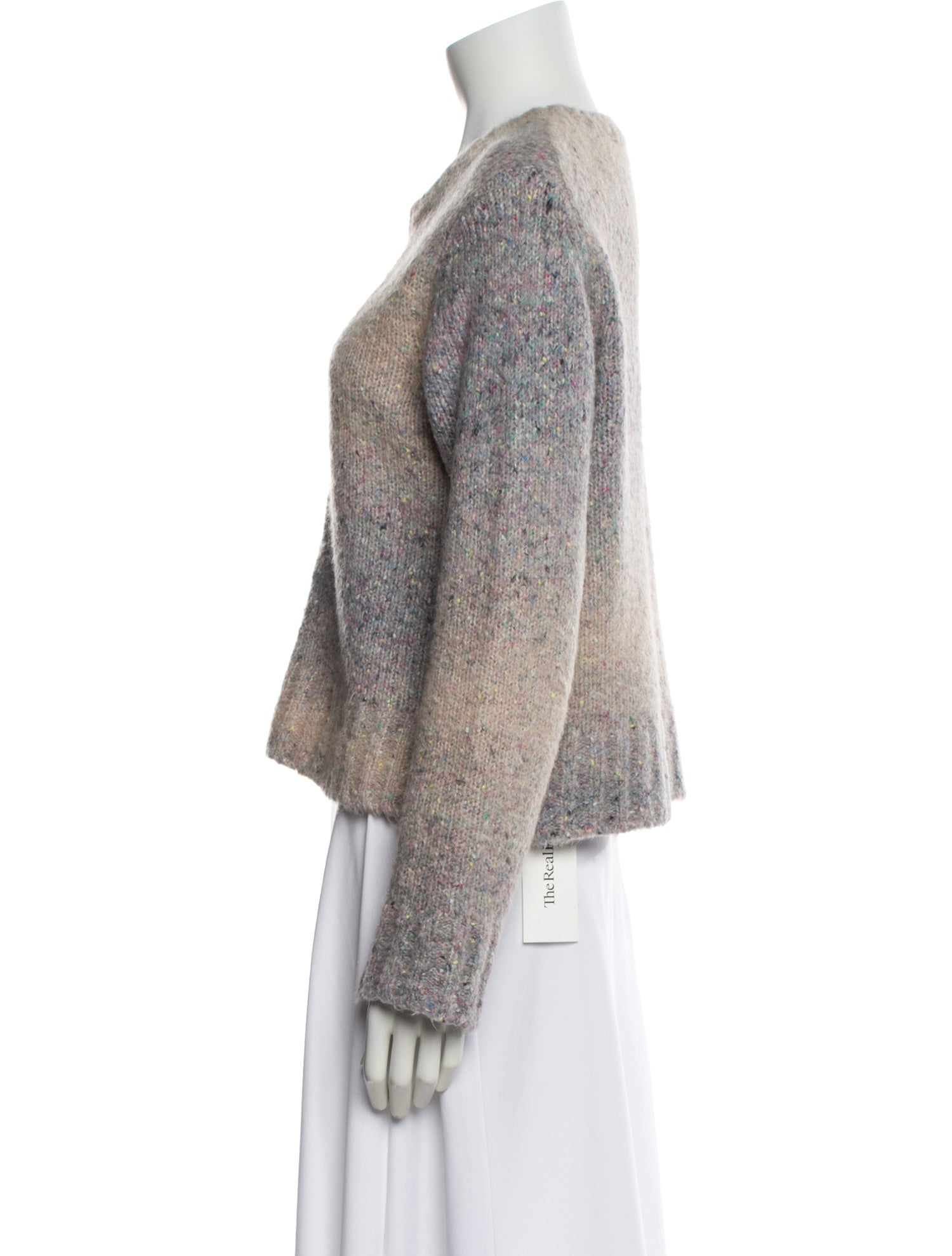 White + Warren Printed Crew Neck Sweater