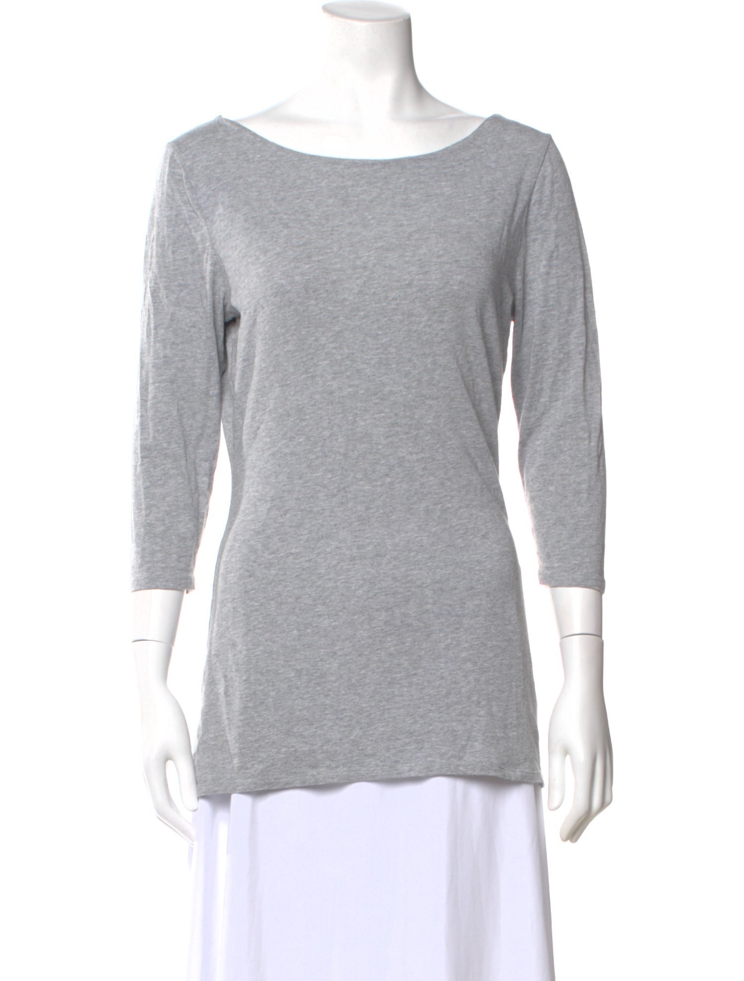 White + Warren Bateau Neckline Three-Quarter Sleeve T-Shirt
