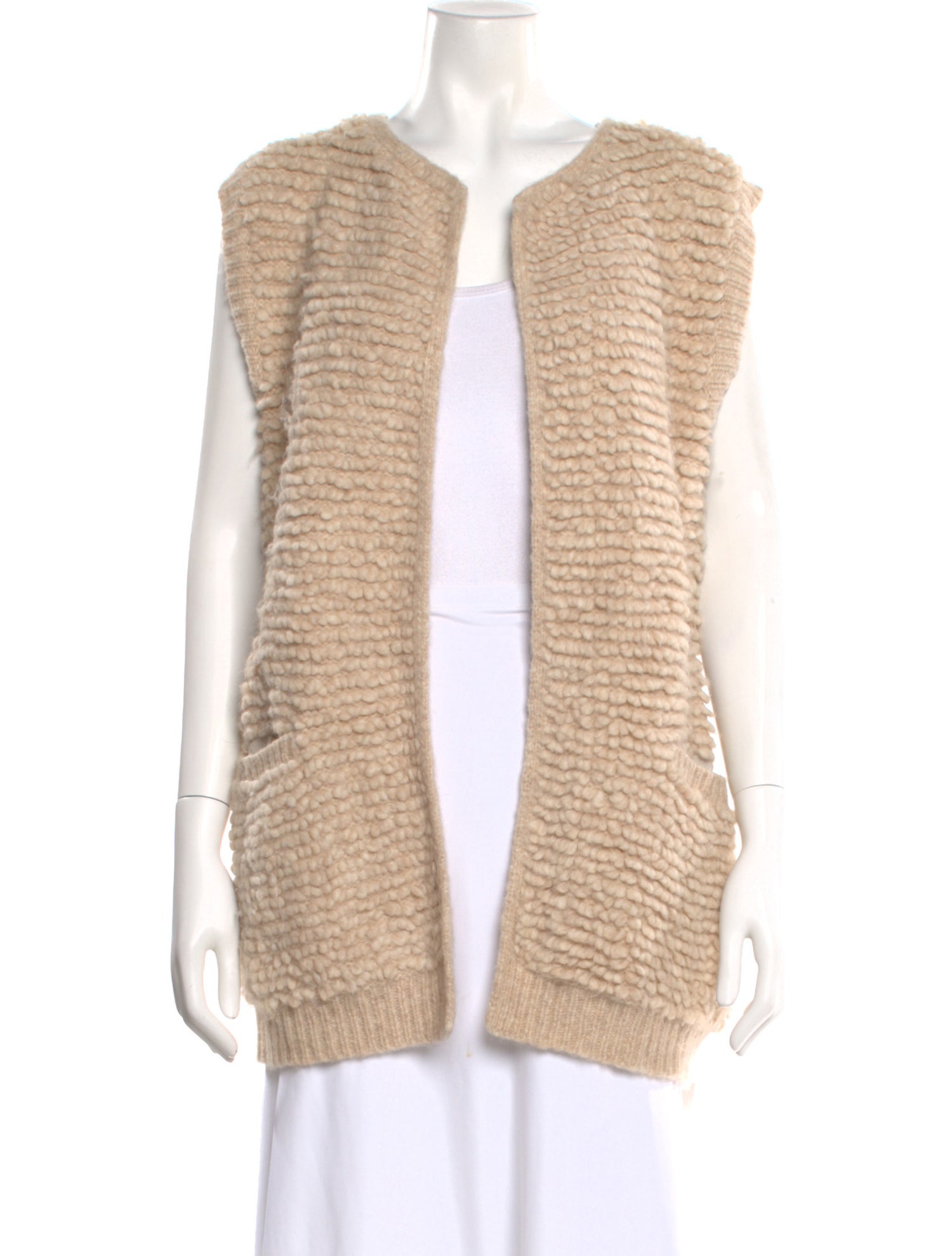 White + Warren Wool Open Front Sweater