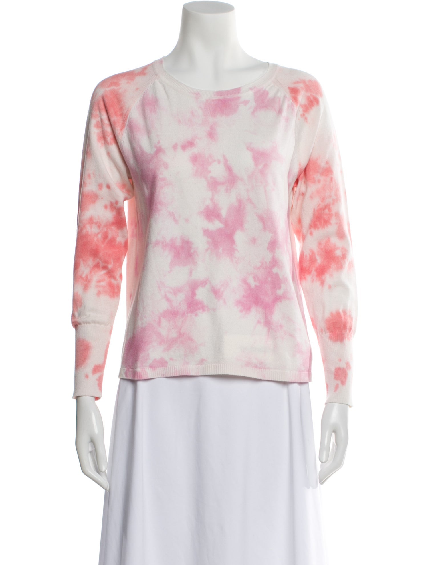 White + Warren Tie-Dye Print Crew Neck Sweater