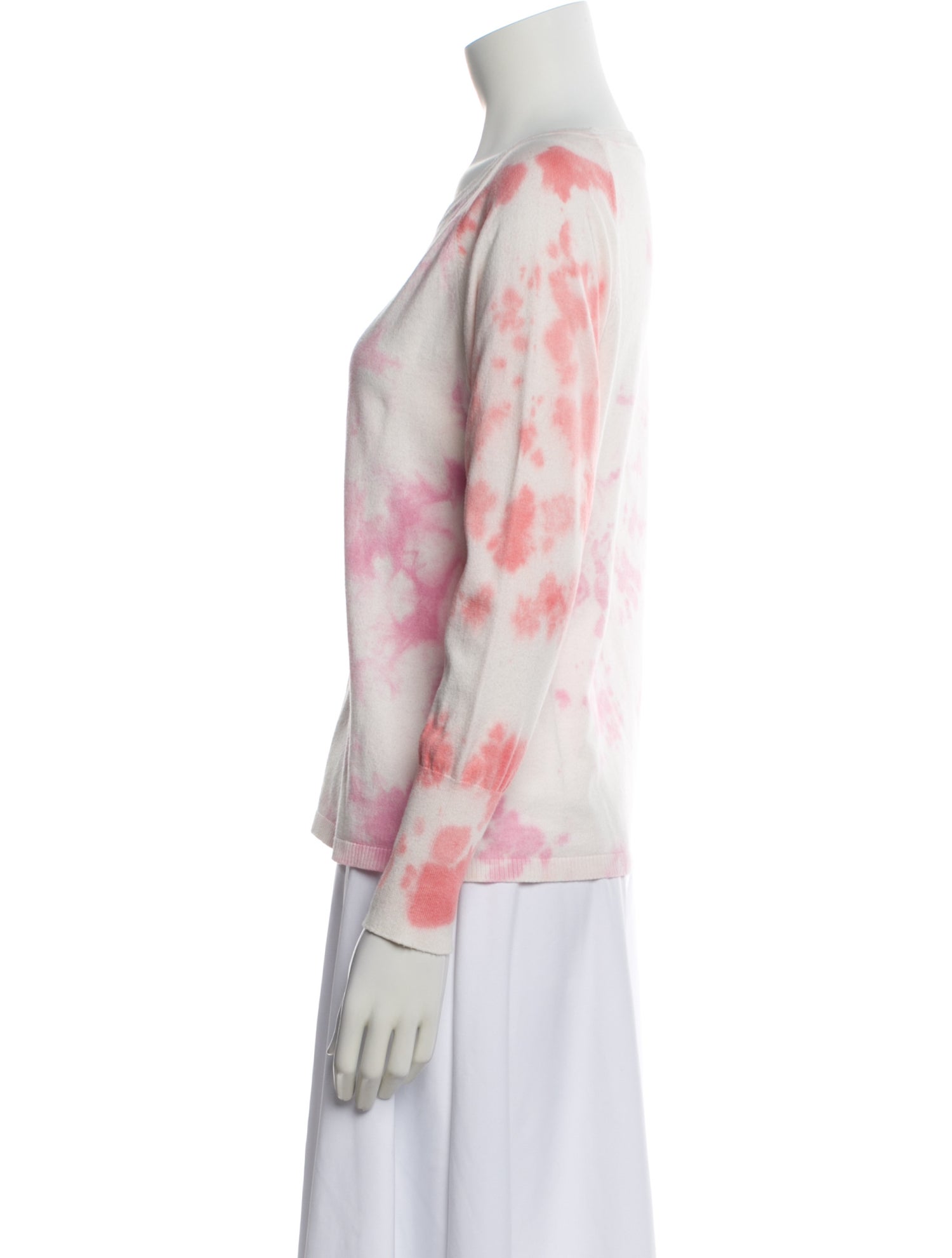 White + Warren Tie-Dye Print Crew Neck Sweater