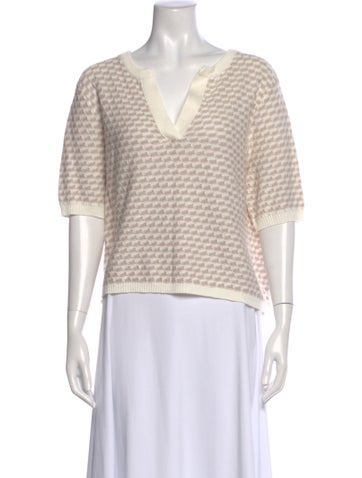 Pre-owned White + Warren Linen Striped Sweater W/ Tags In Neutral