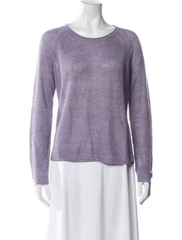 Pre-owned White + Warren Linen Crew Neck Sweater In Blue