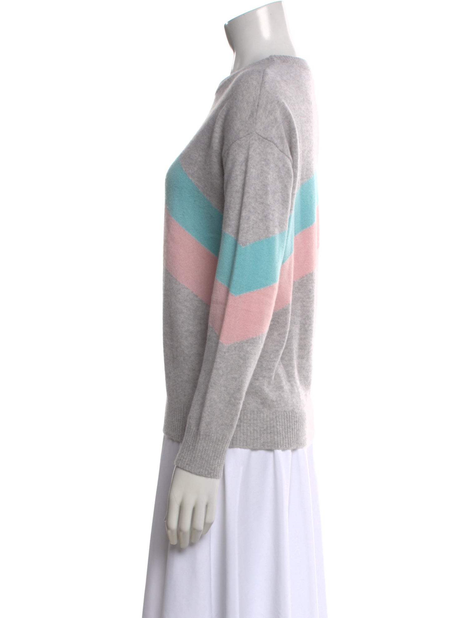 Minnie Rose Cashmere Colorblock Pattern Sweater