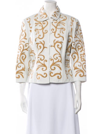 The Wrights Leather Floral Print Blazer