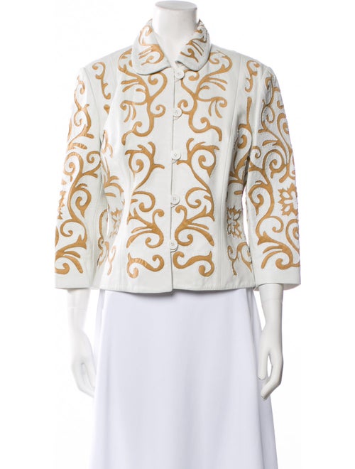 The Wrights Leather Floral Print Blazer