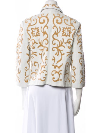 The Wrights Leather Floral Print Blazer