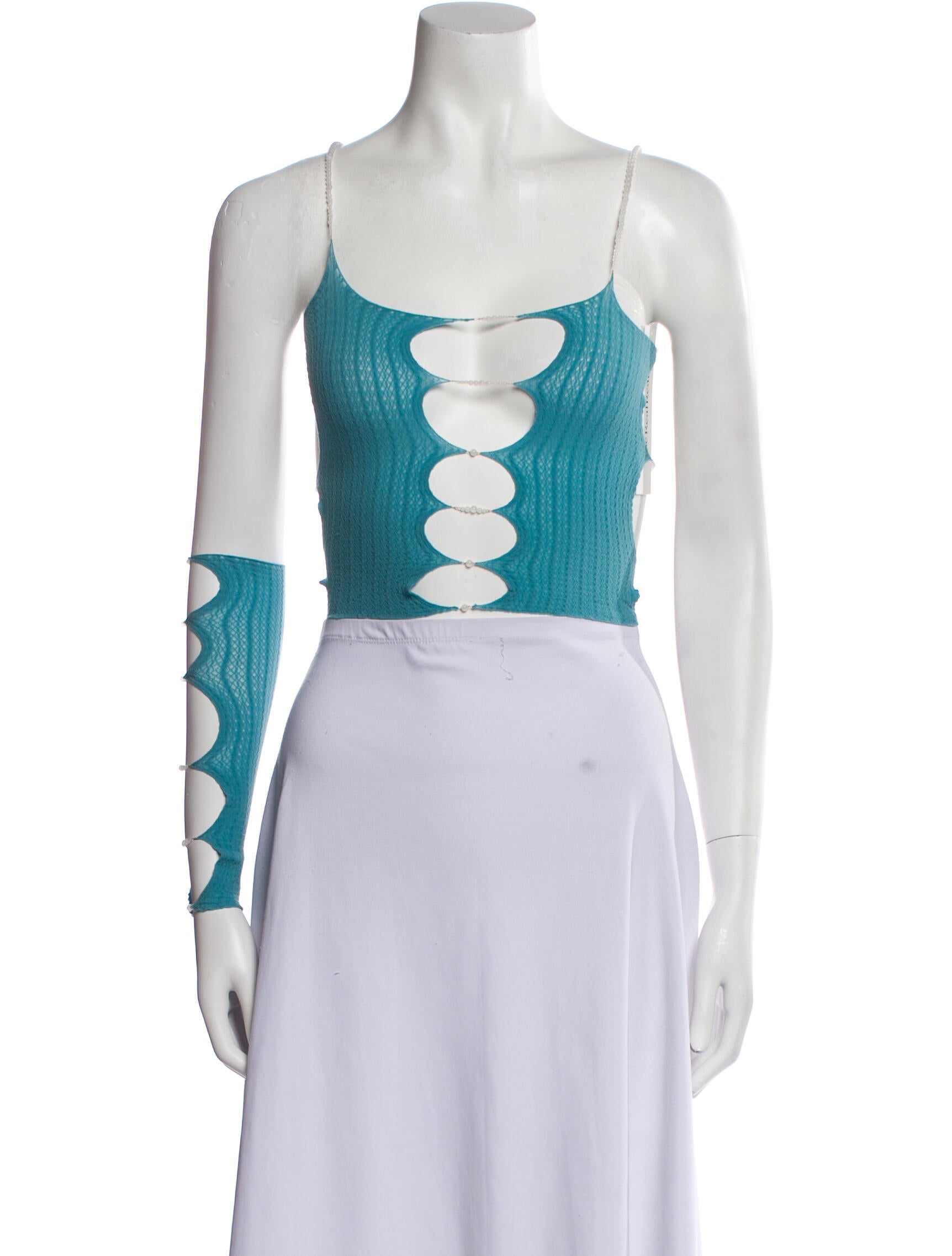 Rui Nylon Square Neckline Crop Top