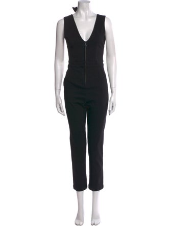 Rivet Utility Plunge Neckline Jumpsuit