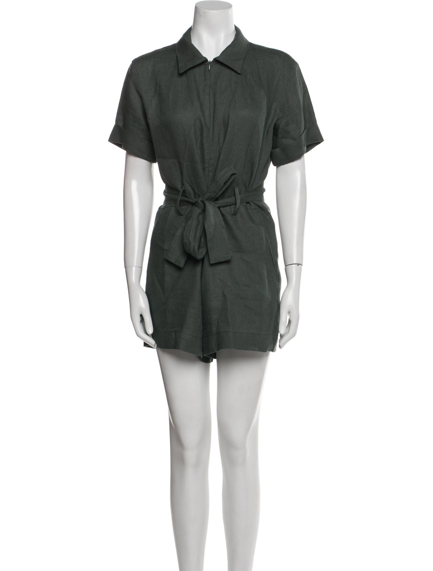 Rivet Utility Linen Crew Neck Romper