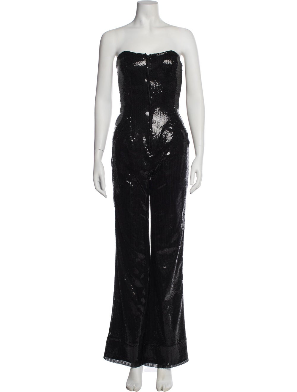 Rivet Utility Jumpsuit Black Patterned Sequin Emb… - image 1