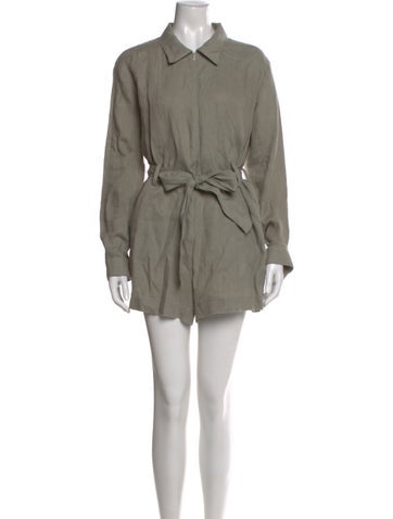 Pre-owned Rivet Utility Crew Neck Romper In Green