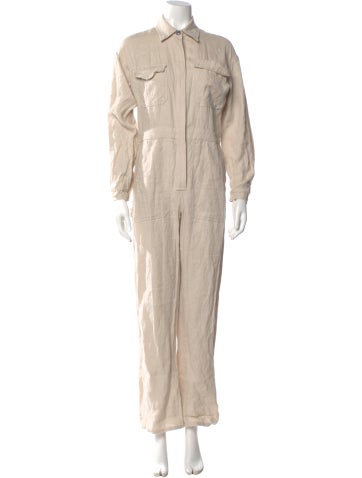 Pre-owned Rivet Utility Linen Jumpsuit In Neutral
