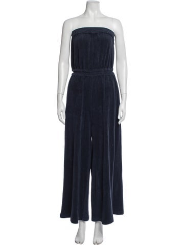 Pre-owned Rivet Utility Strapless Jumpsuit In Blue