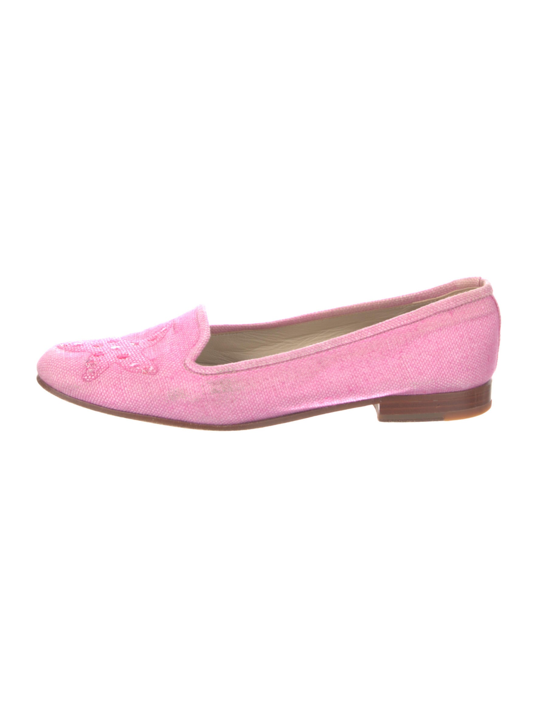 Stubbs & Wootton Canvas Loafers Pink Flats, Shoes WWS28208 The