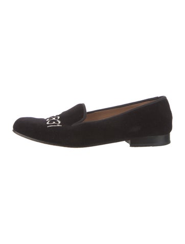 Stubbs & Wootton Flats Velvet Embroidered Accent Loafers 7.5