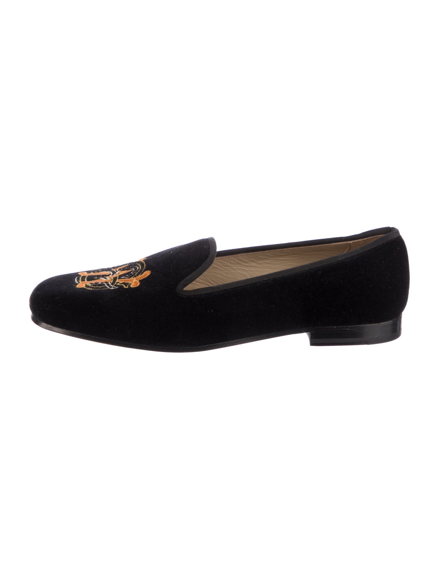Stubbs & Wootton Velvet Embroidered Accent Loafers