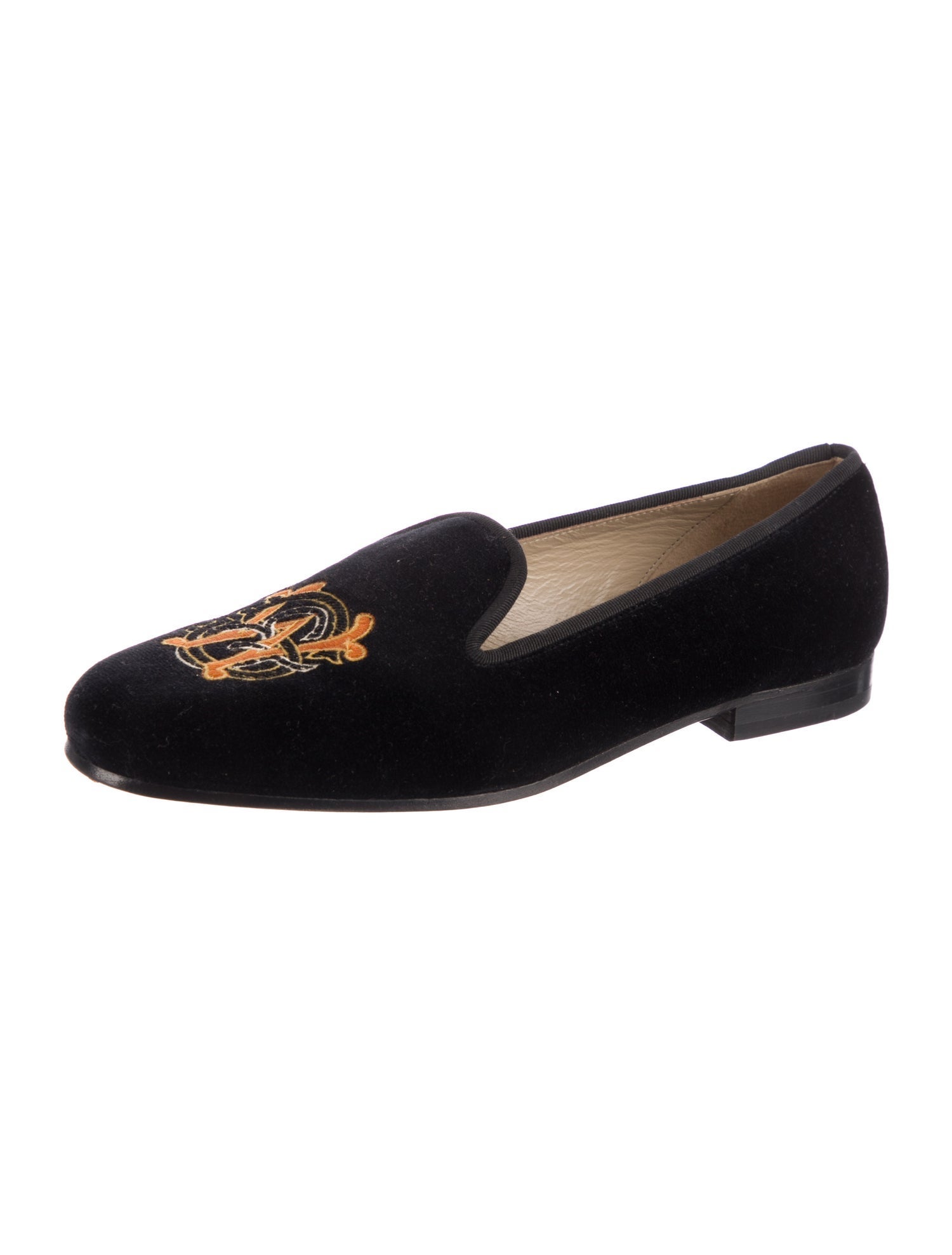 Stubbs & Wootton Velvet Embroidered Accent Loafers