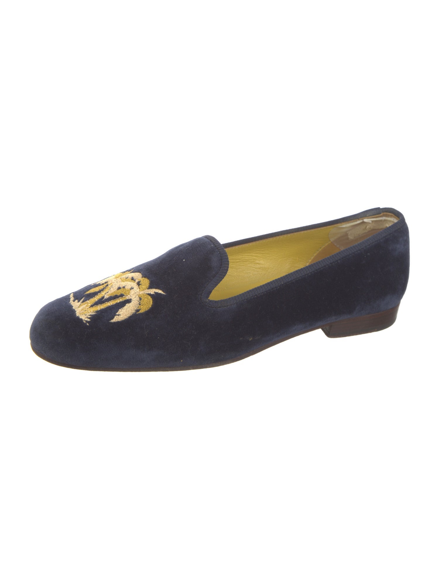Stubbs & Wootton Velvet Embroidered Accent Loafers