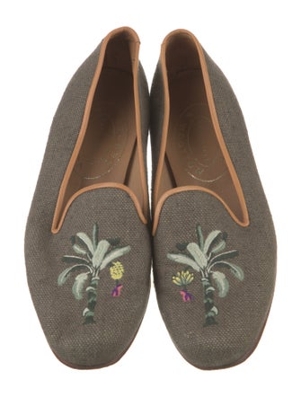 Stubbs & Wootton Canvas Embroidered Accent Loafers