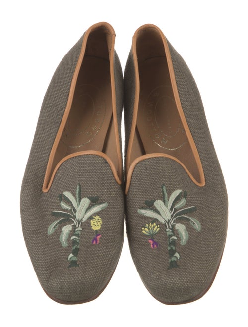 Stubbs & Wootton Canvas Embroidered Accent Loafers
