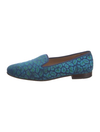 Stubbs & Wootton Velvet Animal Print Loafers