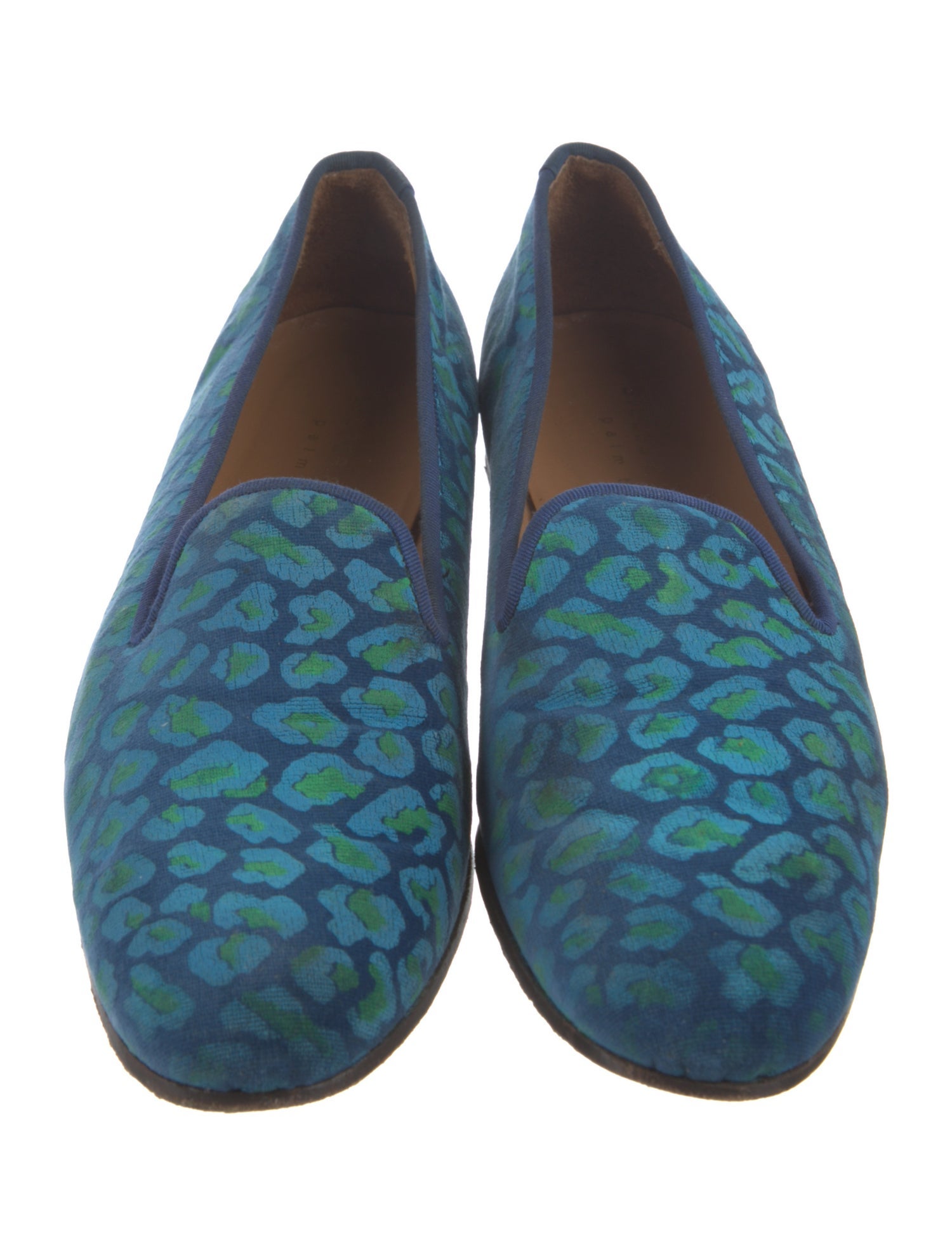 Stubbs & Wootton Velvet Animal Print Loafers