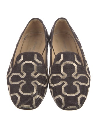 Stubbs & Wootton Printed Leather Trim Embellishment Loafers