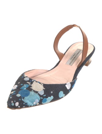 Stubbs & Wootton Floral Print Slingback Flats
