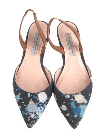 Stubbs & Wootton Floral Print Slingback Flats