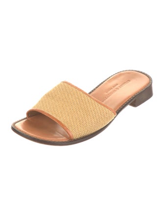 Stubbs & Wootton Raffia Leather Trim Embellishment Slides