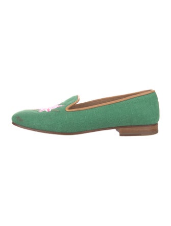 Stubbs & Wootton Canvas Embroidered Accent Loafers