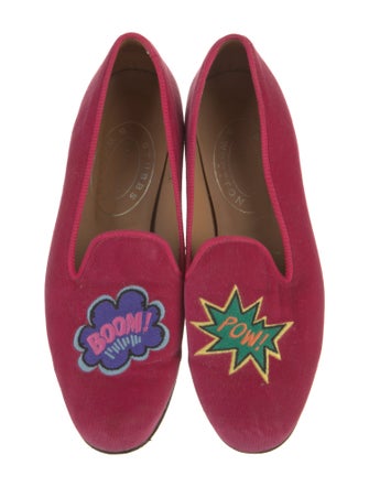 Stubbs & Wootton Velvet Embroidered Accent Loafers