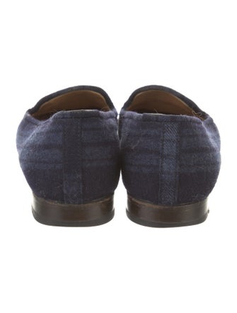 Stubbs & Wootton Plaid Print Embroidered Accent Loafers