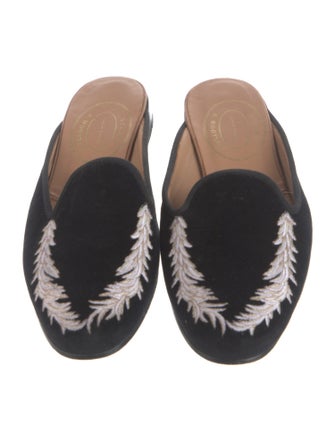 Stubbs & Wootton Velvet Graphic Print Mules