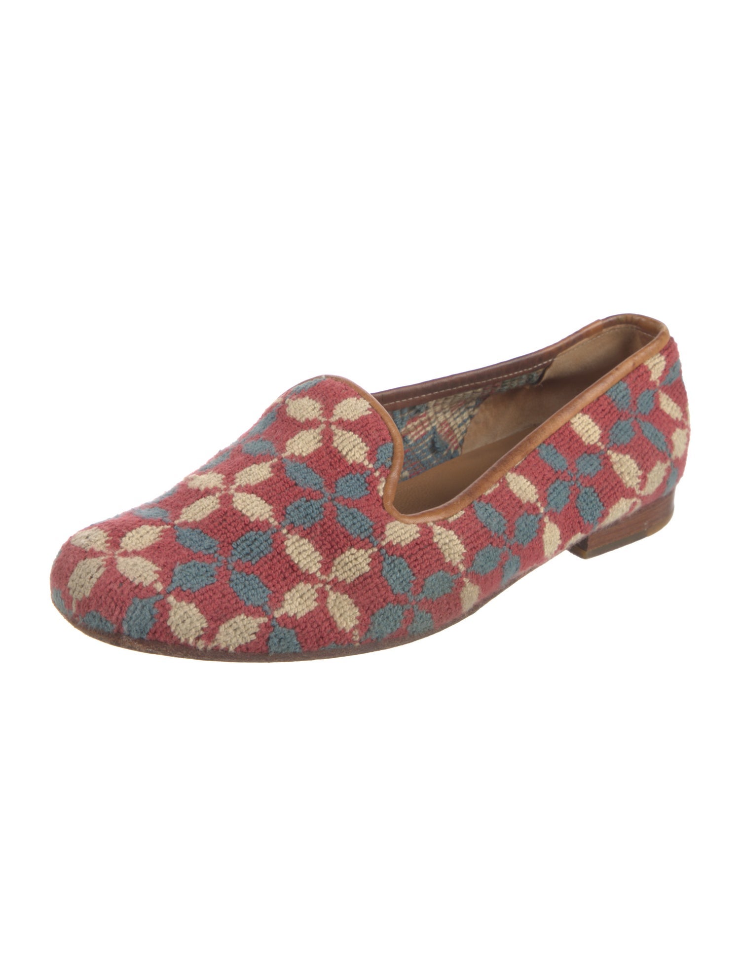 Stubbs & Wootton Printed Leather Trim Embellishment Loafers