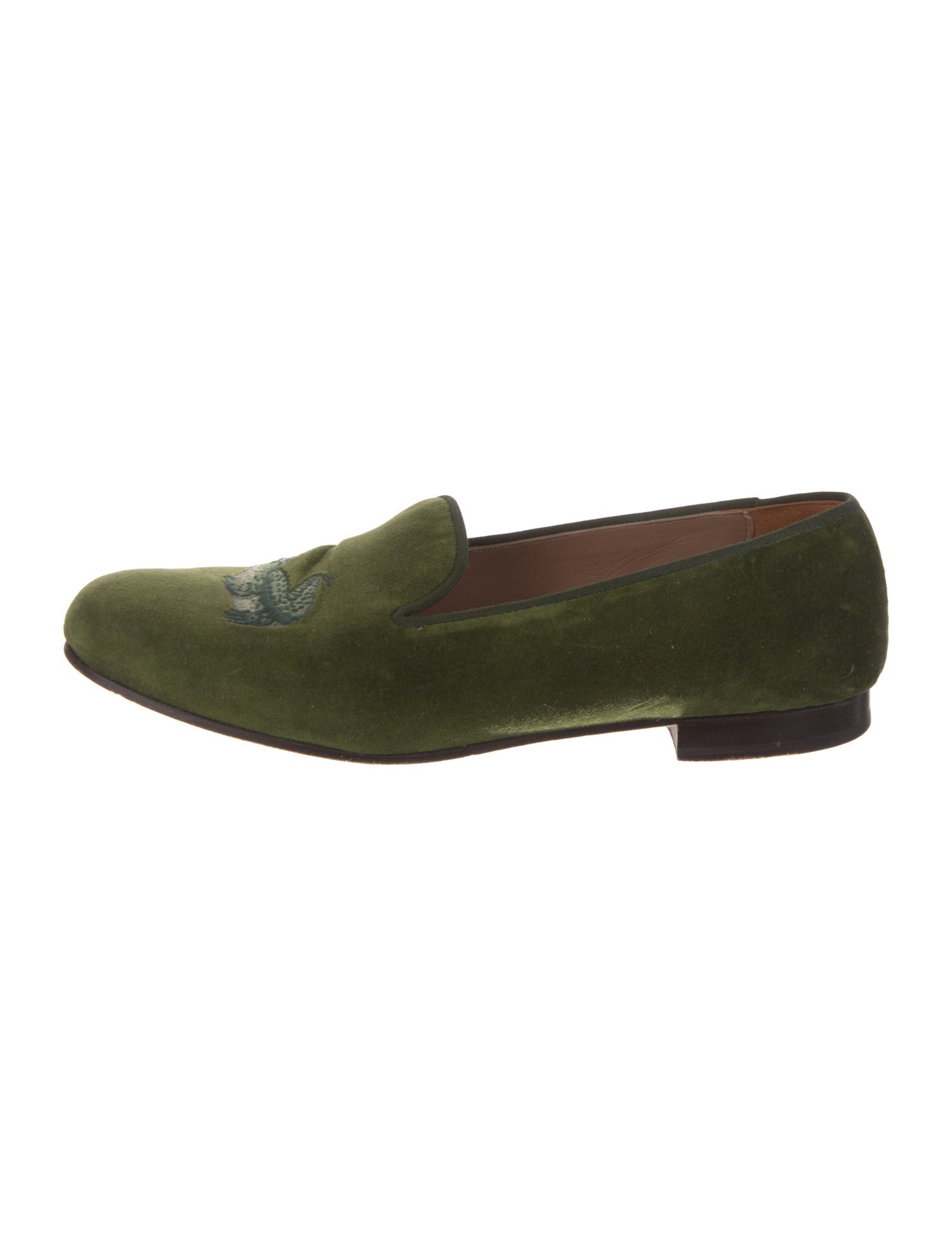 Stubbs & Wootton Velvet Embroidered Accent Loafers