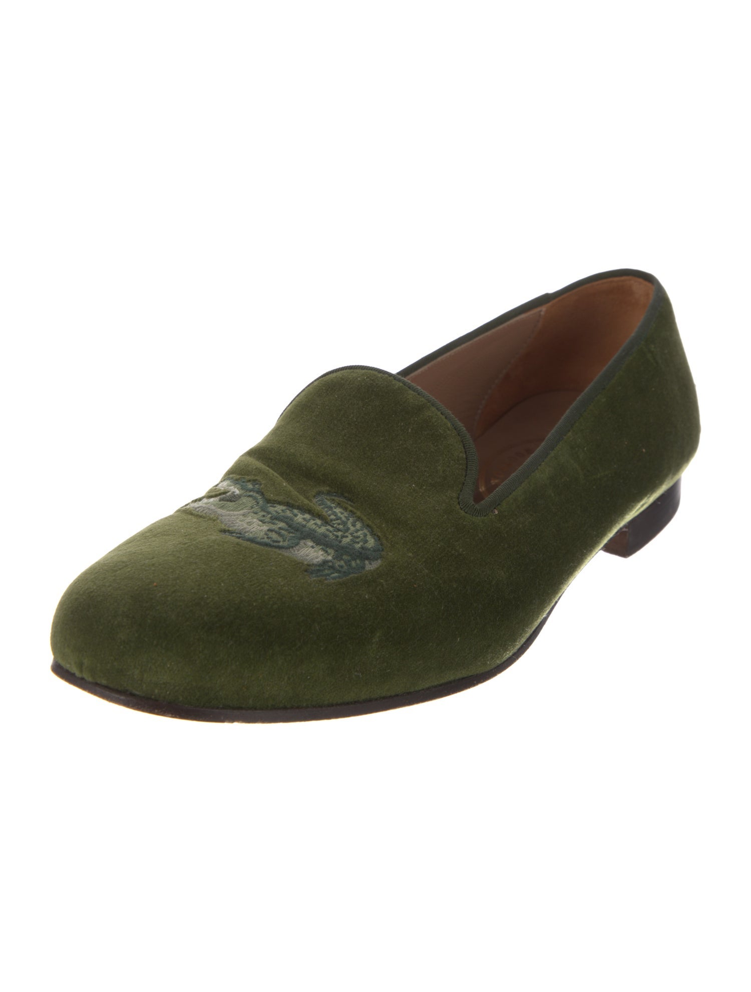 Stubbs & Wootton Velvet Embroidered Accent Loafers