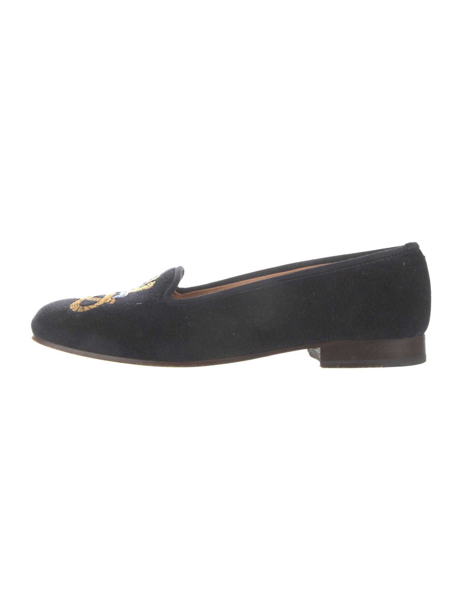 Stubbs & Wootton Velvet Embroidered Accent Loafers