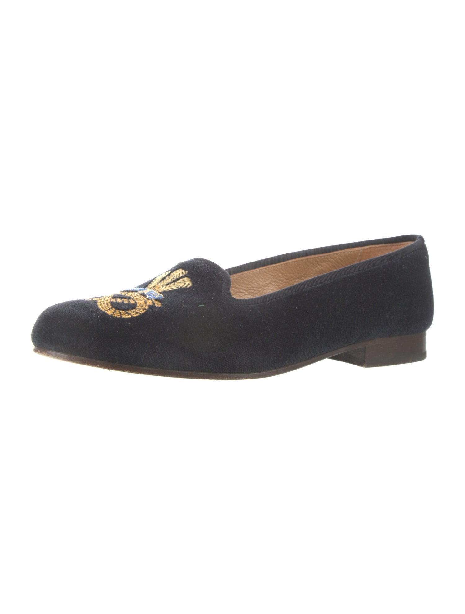 Stubbs & Wootton Velvet Embroidered Accent Loafers