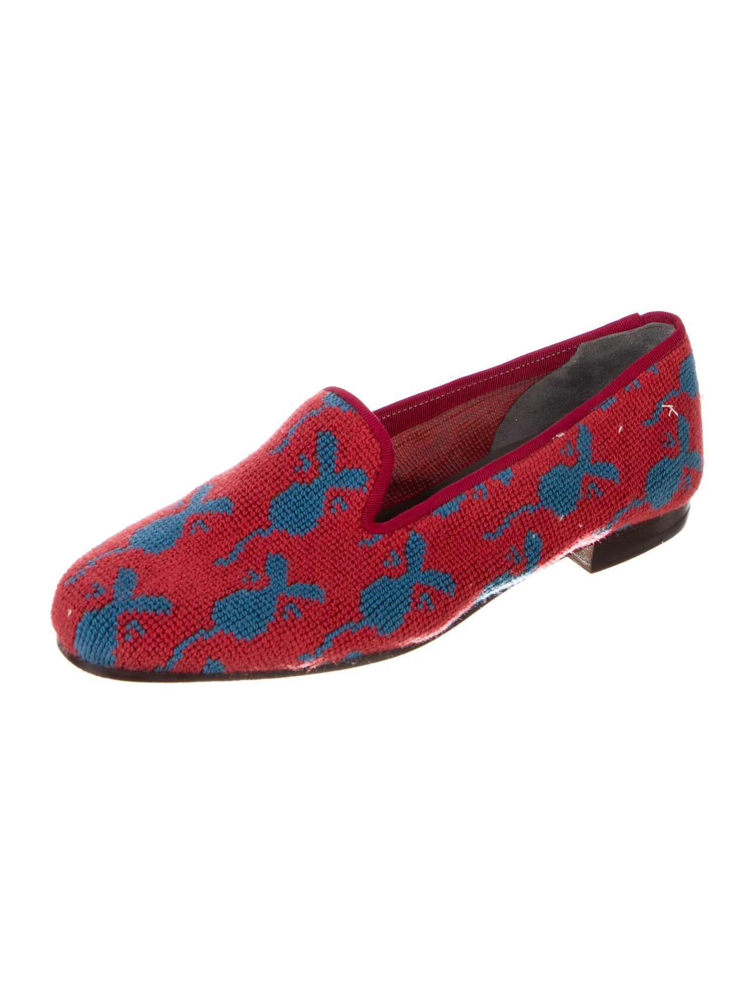 Stubbs & Wootton Printed Leather Trim Embellishment Loafers