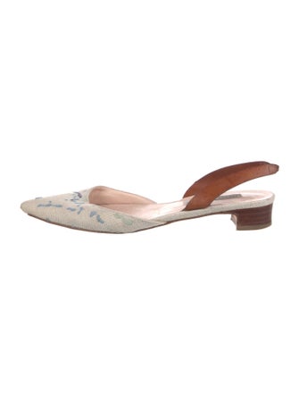 Stubbs & Wootton Canvas Colorblock Pattern Slingback Flats