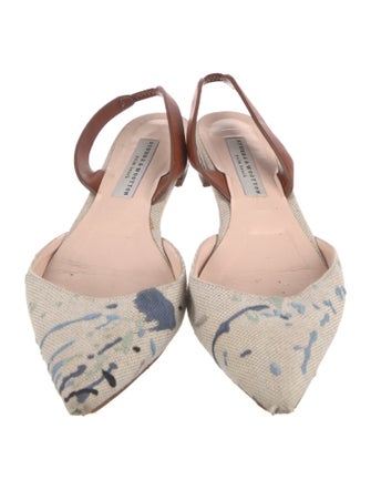 Stubbs & Wootton Canvas Colorblock Pattern Slingback Flats