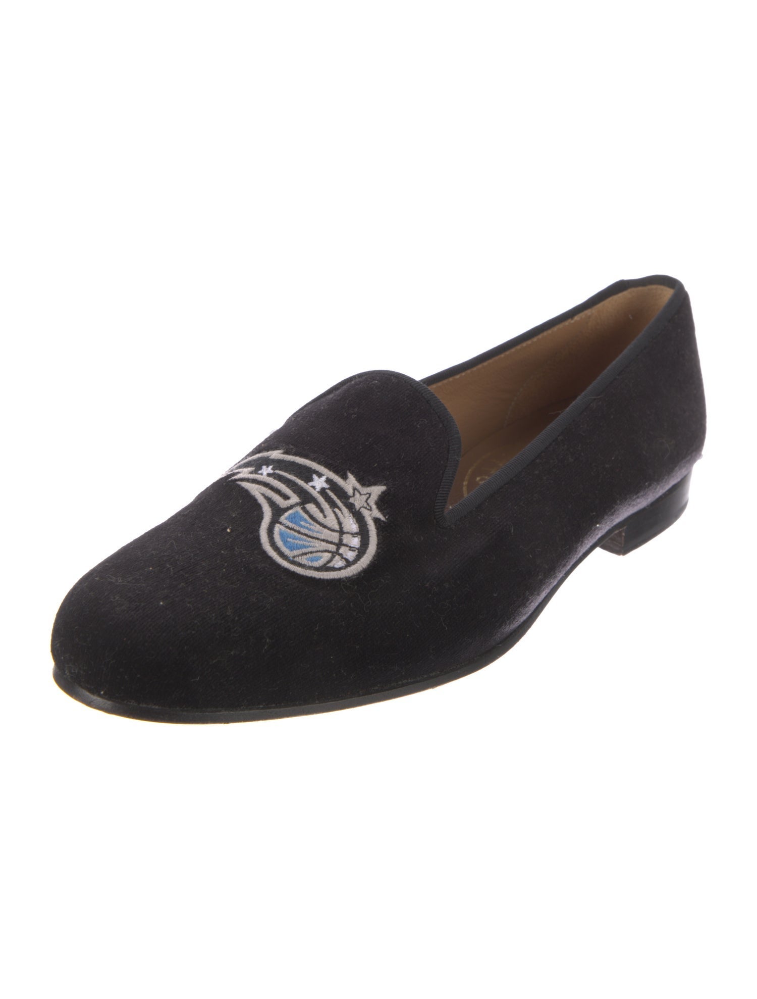 Stubbs & Wootton Velvet Embroidered Accent Loafers