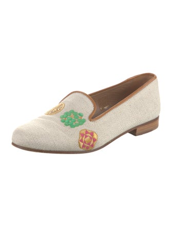 Stubbs & Wootton Canvas Graphic Print Loafers