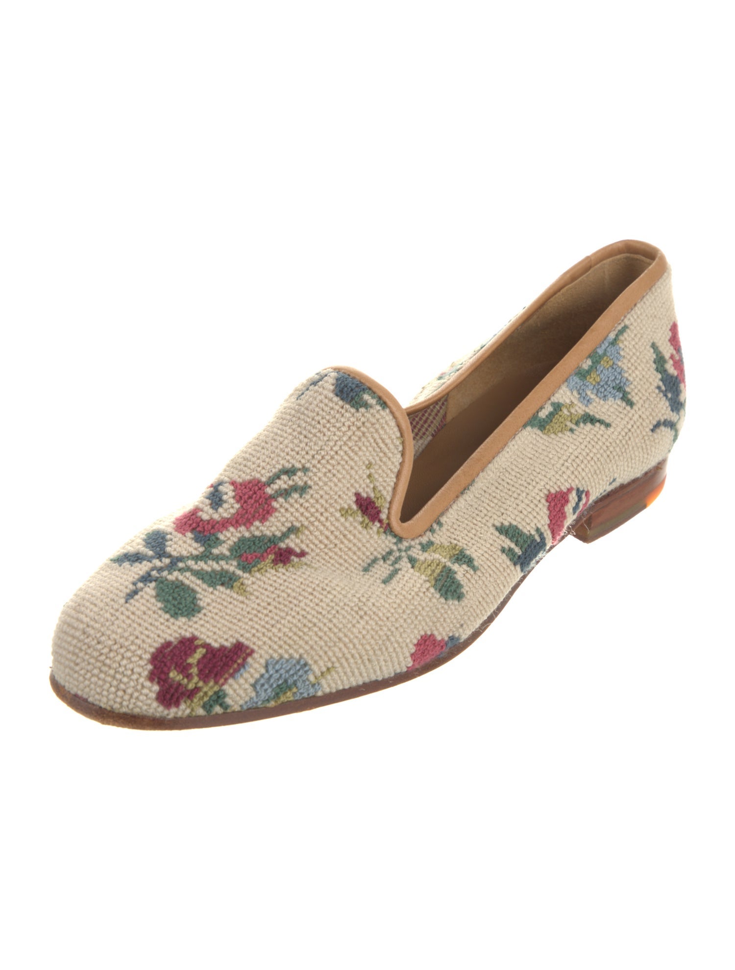 Stubbs & Wootton Canvas Floral Print Loafers