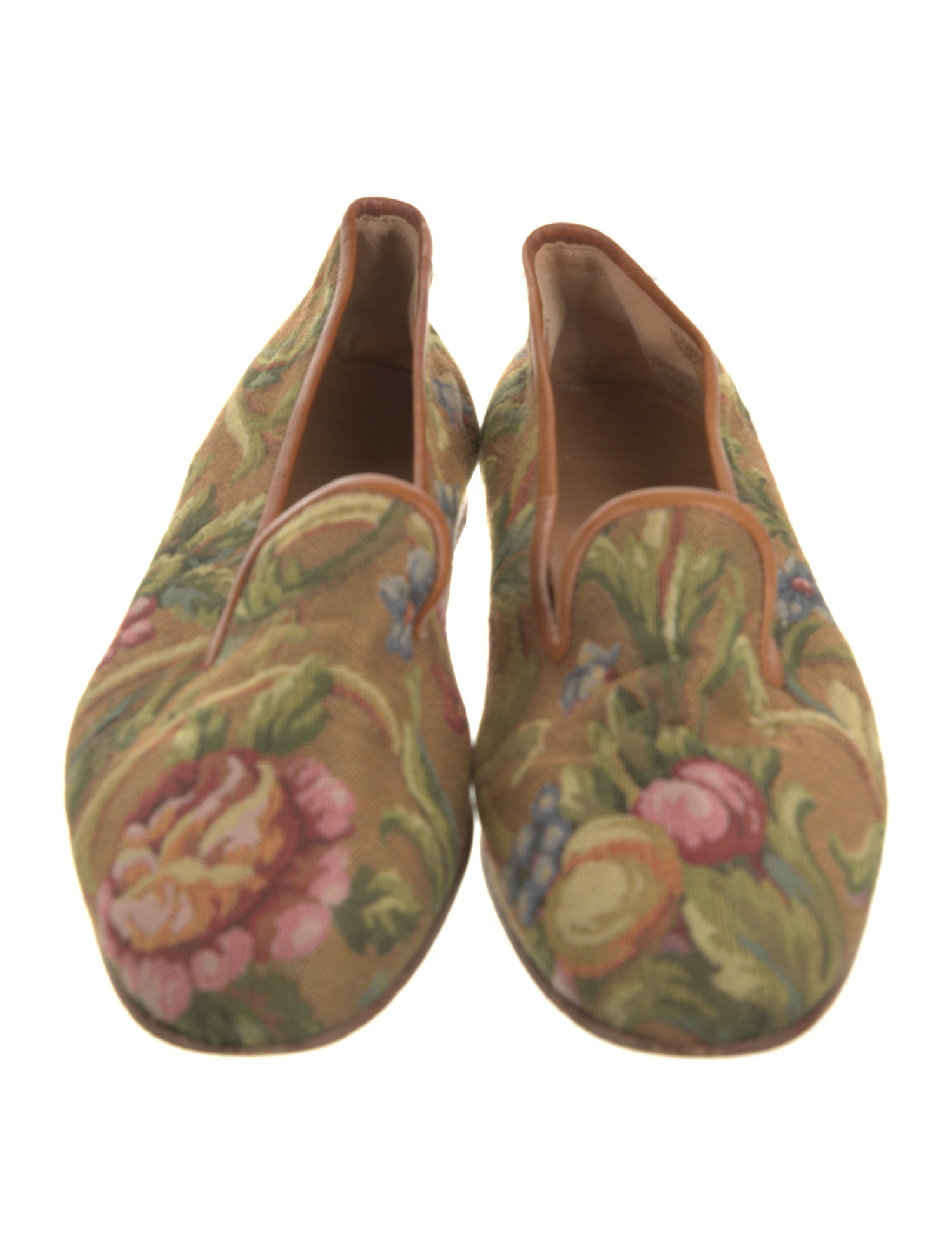 Stubbs & Wootton Floral Print Embroidered Accent Loafers