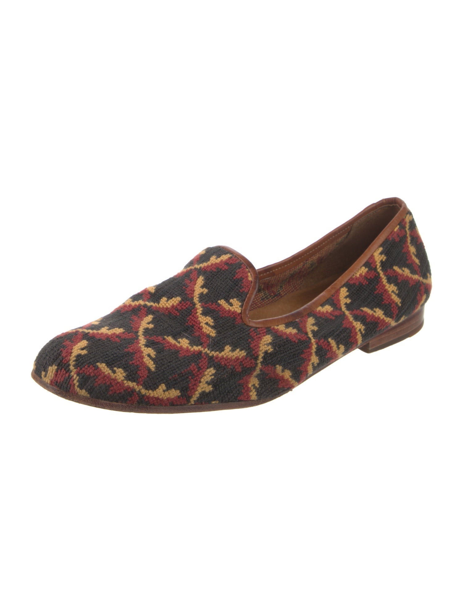 Stubbs & Wootton Printed Leather Trim Embellishment Loafers